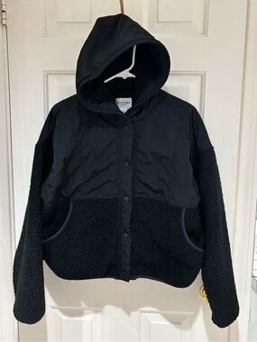 Offline by Aerie Jacket Black Sherpa Hooded Jacket